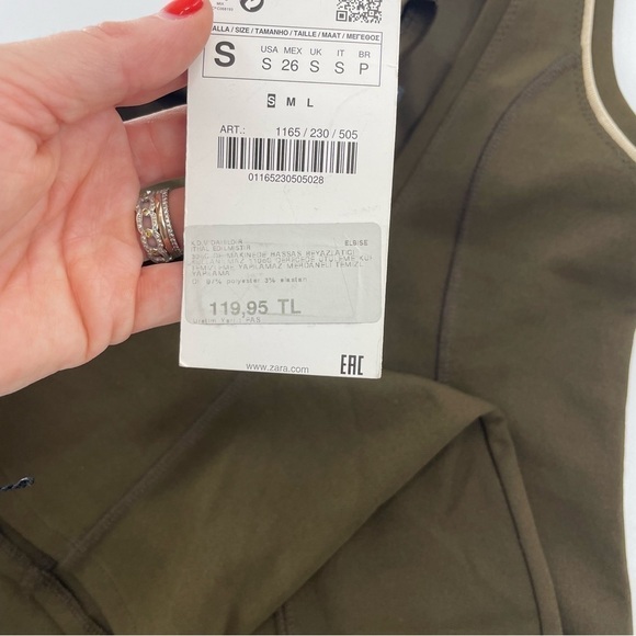 NWT ZARA Chocolate Brown Stretch Scoop Back Minimals Neutral Bodycon Midi Dress - Picture 5 of 12